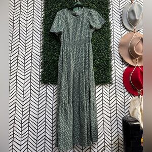 Source Unknown Green Patterned Maxi Dress